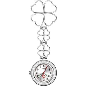 Klavertje Vier Verpleegkundigen Horloge Pocket Doctor Horloges Ziekenhuis Quartz Klok Lichtgevende Fob Opknoping Verpleegkundigen Kleurrijke Ronde Revers Roze