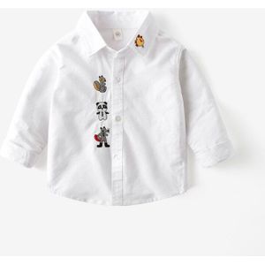 Kinderen En Najaar Koreaanse Stijl Shirts Witte Blouse Met Borduurwerk Voor Tiener Jongens Vallen Kleding Voor 1-7 Kinderen