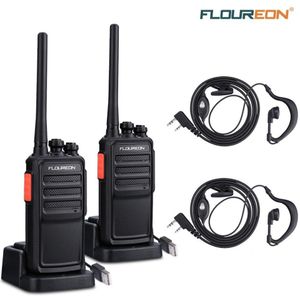 Floureon 16CH waklie talkie UHF400 ~ 480MHz 2-Radio USB Lader Li-Ion Batterij Oplaadbare 12KM Interphone ONS 1 paar