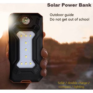 Colaier Solar Power Bank Dual USB 20000 mAh Waterdichte PowerBank Bateria Externe Draagbare Zonnepaneel met LED Bourgondië