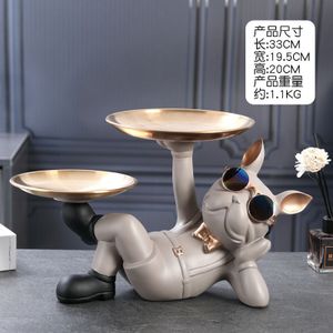 Hars Inrichting Hond Standbeeld Butler Met Lade Voor Opslag Plaat Tafel Live Kamer Inrichting Hond Ornamenten Decoratieve Sculptuur Craft