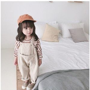 Lente Koreaanse stijl baby meisjes corduroy losse overalls leuke kinderen ongedwongen all-match jarretel broek bib broek