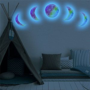 Glow In The Dark Stickers Mooie Maanfase Lichtgevende Verwijderbare Zelfklevende Muurtattoo Voor Plafond Slaapkamer Kinderen Kamer Decor