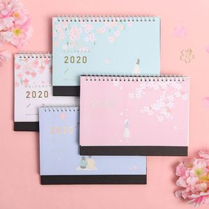 Mooie Cherry Patroon Staande Papier Dubbele Spoel Kalender Memo Dagelijkse Schema Tafel Planner Jaarlijks Agenda Bureau Organizer