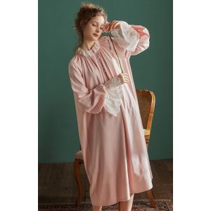 Lente Vintage Vrouwen Nachtkleding De Koninklijke Stijl Romantische Geborduurde Kant Pyjama Sleepshirts Dames Losse Nachtjapon Nachtkleding