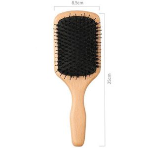 Houten Handvat Natuurlijke Varkenshaar Borstel Kleine Borstel Varkenshaar Nylon Salon Detangling Haar Kam Detangling Kam