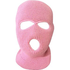 Full Face Mask Cover Drie 3 Gat Bivakmuts Knit Hoed Winter Stretch Sneeuw Masker Beanie Hat Cap Zwarte Warme gezicht Maskers