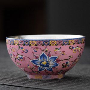 Chinese Emaille Beker Sterling Zilveren Theekopje Vintage Thee Kom Keramische Theekopje Creatieve Dubbele Bodem Aziatische Cup Porselein-Zilveren Beker