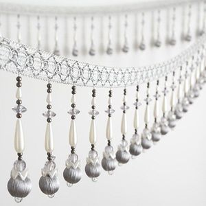 1 Meter Europese Stijl Kant Kwastje Fringe Bal Gordijn Kristal Kralen Pom Kant Trim Sofa Tafelkleed Accessoires Diy Kledingstuk Decor