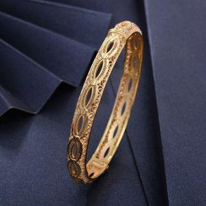 24K 1 Stks/partij Dubai Arabische Koeweit Goud Kleur Armbanden Voor Vrouwen Meisje Arabisch Midden-oosten Bruid Afrikaanse Bangels Armband jewelr