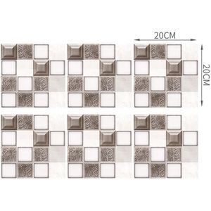 6 Stuks Waterdichte Tegels Mozaïek Stickers Meeldauw-Proof Oppervlak Bedekt Met Film Keuken Badkamer Wc Lijm Behang