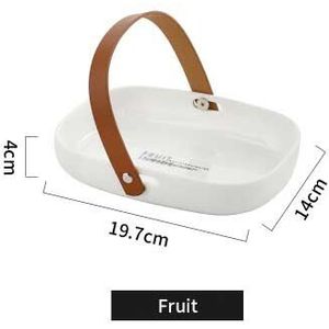 1Pcs Keramische Servies Opslag Vat Fruitschaal/Disc Slakom Met Lederen Handvat Keuken Decoratieve Lade Opslag Container