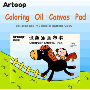 Transon Canvas Kleurboek voor Kinderen Schilderen Cartoon Dier & Figuur A4 Katoen Canvas voor Schilderen 10 Vellen