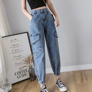 Streetwear Hoge Taille Cargo Jeans Vrouw Plus Size Blauw Mom Stretch Jeans Dames Vrouwen Broek Denim Losse Jeans Mujer