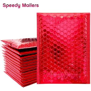 10Pcs Dark Red Metallic Folie Bubble Mailers Gealuminiseerd Post Bubble Zakken Bruiloft Zakken Verpakking Gewatteerde Enveloppen