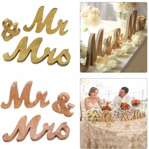 Diy Mr & Mrs Wedding Props Gouden Kleur Pvc Engels Letters Ornamenten Bruiloft Levert Creatieve Photobooth Mariage Props Decor