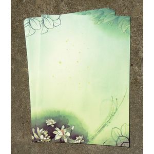 80 stks papieren brief set Chinese stijl Souvenirs schrijven vintage retro oude Inkt schilderij groene lotus bloem opslag