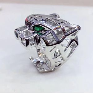 Trendy Hollow Luipaard Dier Vinger Ring Groene Ogen Hollow Panther Heads Ring Voor Mannen Vrouwen Partij Sieraden