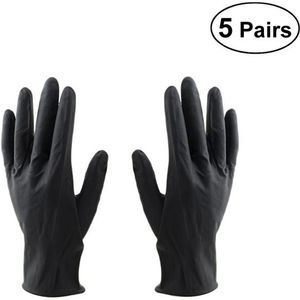 10Pcs Kapsalon Laboratorium Handschoenen Herbruikbare Latex Handschoenen Salon Haarkleur Dye Handschoenen Medium Size (Zwart)