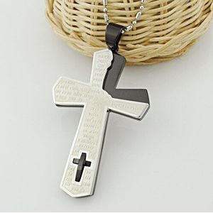 Katholieke schrift Cross Voor Man s. staal hanger ketting kruisbeeld klassieke heren sieraden voor hem WP666