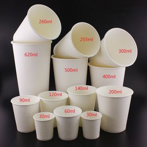 goedkope 100pcs Wit dik papier cup wegwerp koffiekopje mini proeverij drank water sap likeur verpakking cups