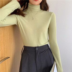 Stretch Vrouwen Truien Coltrui Truien Zachte Primer Shirt Lange Mouw Koreaanse Slim-Fit Strakke Trui Herfst Winter Solid