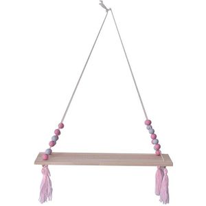 Nordic Stijl Kleurrijke Kralen Tassel Houten Wandplank Clapboard Decoratie Kinderkamer Kids Kleding Winkel Display Stand