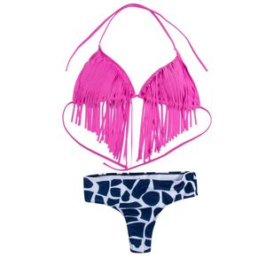 Zomer Vrouwen Bandage Kwasten Bikini Swimwear Push-Up Bh Badpak Badmode Badpak Sexy V-hals Badmode