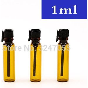 1 ML Amber Lege Glazen Kleine Parfum Navulbare Reageerbuis, Sample Bruin Vloeibare Geur Verpakking Flesjes, Mini Beauty Geurfles