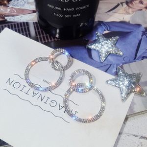 Crystal Oorbellen Luxe Shining Goud Zilver Kleur Ronde Rhinestone Dangle Earring Voor Vrouwen Wedding Party Jood