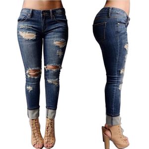 Vrouwen Broek Vernietigd Ripped Verontruste Gat Slanke Casual Broek Boyfriend Jeans