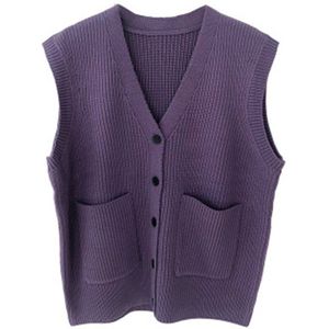 Gebreide Trui Vest Vrouwen Zachte Rekbare Eenvoudige Basic Dagelijks V-hals Effen Open Stitch Vrouwelijke Street-Wear Vintage Koreaanse alle-Match