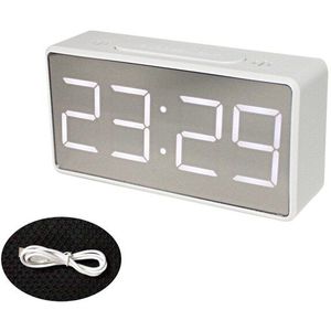 Led Spiegel Wekker Digitale Snooze Tafel Klok Wake Up Light Elektronische Grote Tijd Temperatuur Display Home Decoratie Klok