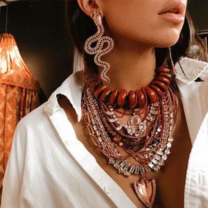 Vintage Etnische Legering Rhinestone Snake Dangle Oorbellen Voor Vrouwen Mode-sieraden Dame Trendy Statement Oorbellen Accessoires