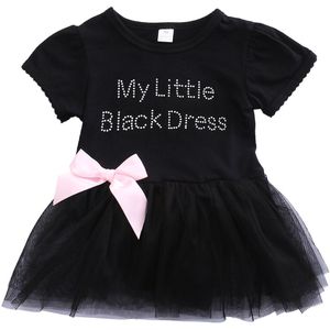 Pudcoco Baby Meisjes Zomer Jurk Geborduurd Mijn Little Black Dress Tulle Korte Mouw Meisje Jurk Kind