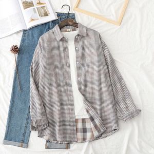 H. Sa Plaid Shirt Voor Vrouwen Casual Losse Rode Blouses Kleding Revers Lange Mouwen Button Shirt Lace-Up dames Jas Tops