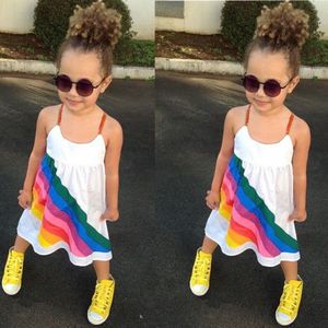 Pasgeboren Baby Baby Meisjes Prinses Rainbow Strap Formele Pageant Trouwjurken