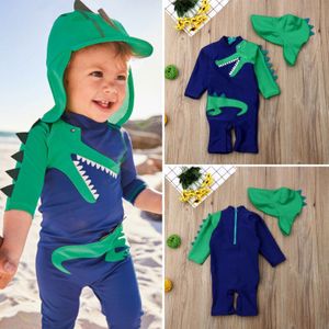 2Pcs Dinosaurus Badpak Peuter Baby Kids Jongen Dinosaurus Badmode Surfen Beachwear Zon Bescherming Kinderen Badpak