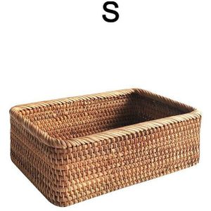 Manual Rectangular Weaving Rattan Wicker Basket Tea Plate Bread Hand-knitted Box Simple Portable Picnic Storage Box Kitchen tool