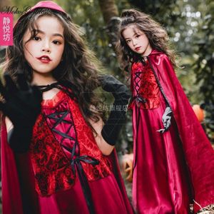 Halloween Kostuum Roodkapje Kinderkleding Meisjes Kleding Vampier Prinses Lange Jurk Sjaal Mantel Heks Meisje