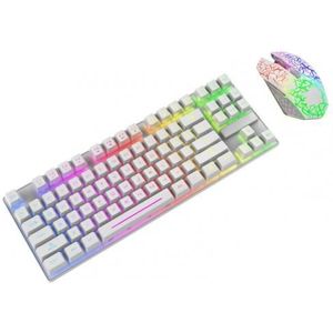 Draadloze Toetsenbord Muis Kit T87 Toetsen Mechanische Gevoel Gaming Toetsenbord Oplaadbare Led Backlit 2.4Ghz Muis 2400Dpi Met