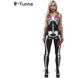 W-Yunna Vrouwen Kleding Bloem Truss Digital Print Mouwloze Bodysuit Slim Stretch Mode Een Stuk Vest Jumpsuit
