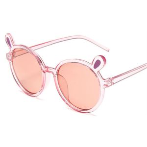 Mode Meisjes Zonnebril Kids Brand Schattige Beer Oor Baby Zonnebril Jongens Veiligheidsbril UV400 Roze Bril