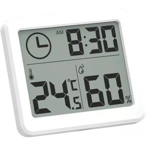 Mini Multifunctionele Thermometer Hygrometer Automatische Elektronische Temperatuur Vochtigheid Monitor Klok 3.2Inch Grote Lcd-scherm Pop