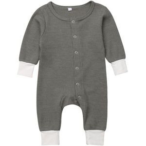 Emmababy Pasgeboren Baby Kids Baby Boy Lange Mouwen Effen Romper Jumpsuit Playsuit Set Kleding Outfits
