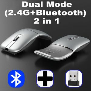 Dual-Mode Opvouwbare Muis Draadloze + Bluetooth Opvouwbare Muis Ergonomische Gaming Muis Voor Computer Desktop Notebook