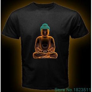 Boeddha Budha Boeddhistische Karma Vrede Mannen Zwarte T-shirt Korte Mouw Tee Maat S-3XL 100% Katoen