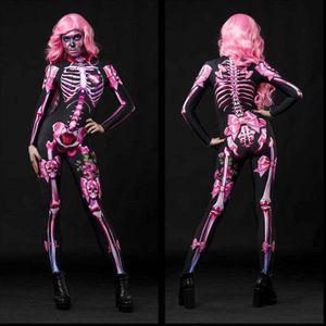 Roze Skelet Kostuums Vrouwelijke Halloween Terror Rollenspel Party Maskerade Stage Performance Mummie Cosplay Jumpsuits