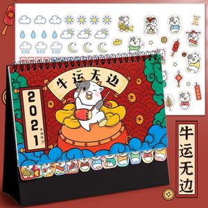 .10.12 Chinese Stijl Leuke Kalf Bureau Kalender Planner Kantoor Kamer Decoratie Tafel Kalender