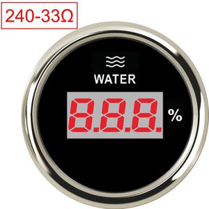 52Mm Water Level Gauge 2Inch Marine Digitale Auto Boot Watertank Niveau Indicator Met 0 ~ 190 Ohm 240 ~ 33 Ohm Rode Backlight 12V 24V